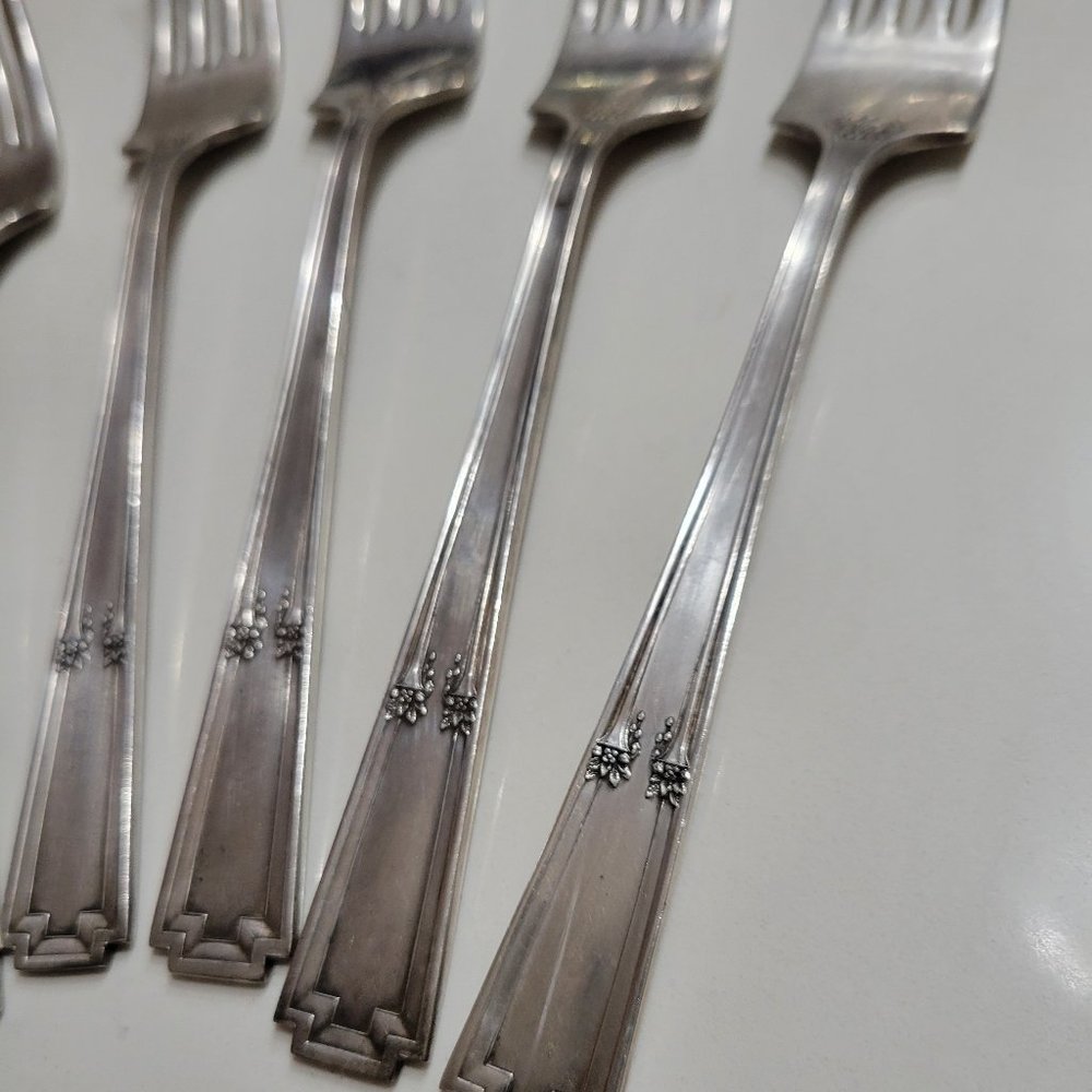 4 Yourex Silver Lady Frances Salad forks Antique good Condition 1925